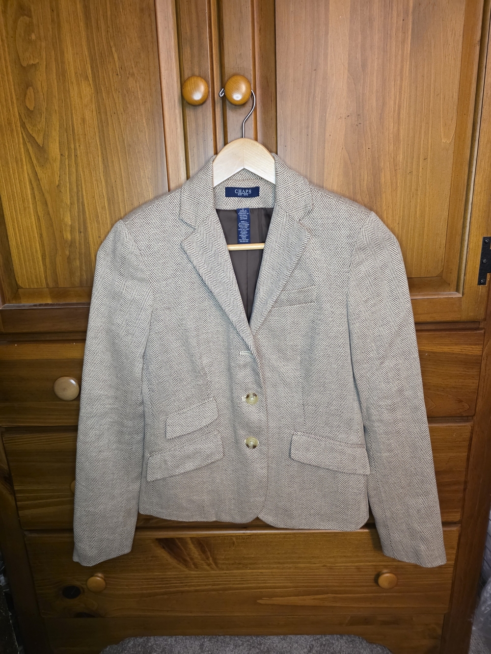 Chaps Women's Tan Herringbone Blazer Jacket
